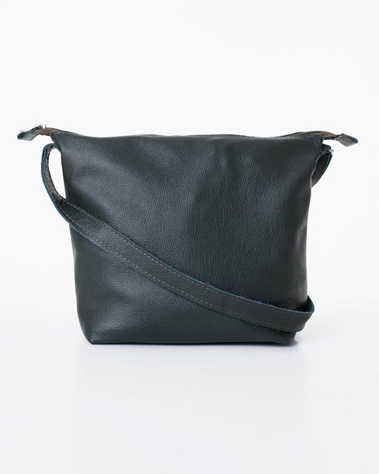 Handmade Anet L shoulder bag crafted from black leather, utilizing furniture industry leftovers for eco-friendly, durable design. Made in Estonia.