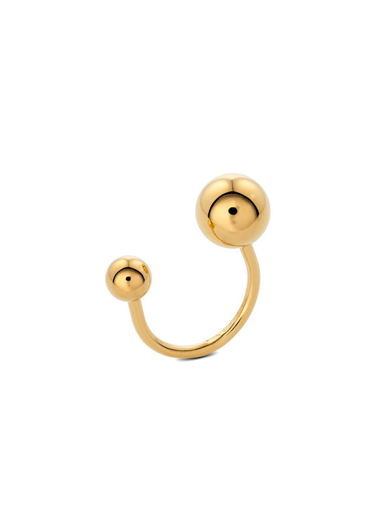 A gold ring with hollow bubbles on a 1.8 mm band, featuring a bomb design. Multisize options available: S (14-15.5), M (16-18.5), L (19-20.5). Handmade in Lithuania.