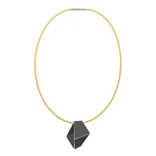 Handcrafted Folded Necklace - Short by Lisa Kroeber Jewellery. Brass and sterling silver pendant on a 45 cm chain. Designed in Europe.