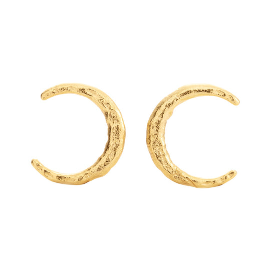 Stud Earrings LUNA – Gold: Minimalistic 18k gold plated recycled silver earrings. Hypoallergenic, 15 x 13 mm, 1 g weight. Elegant, comfortable, perfect for all occasions.