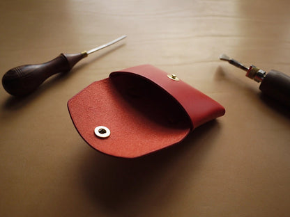 Button leather wallet - Red