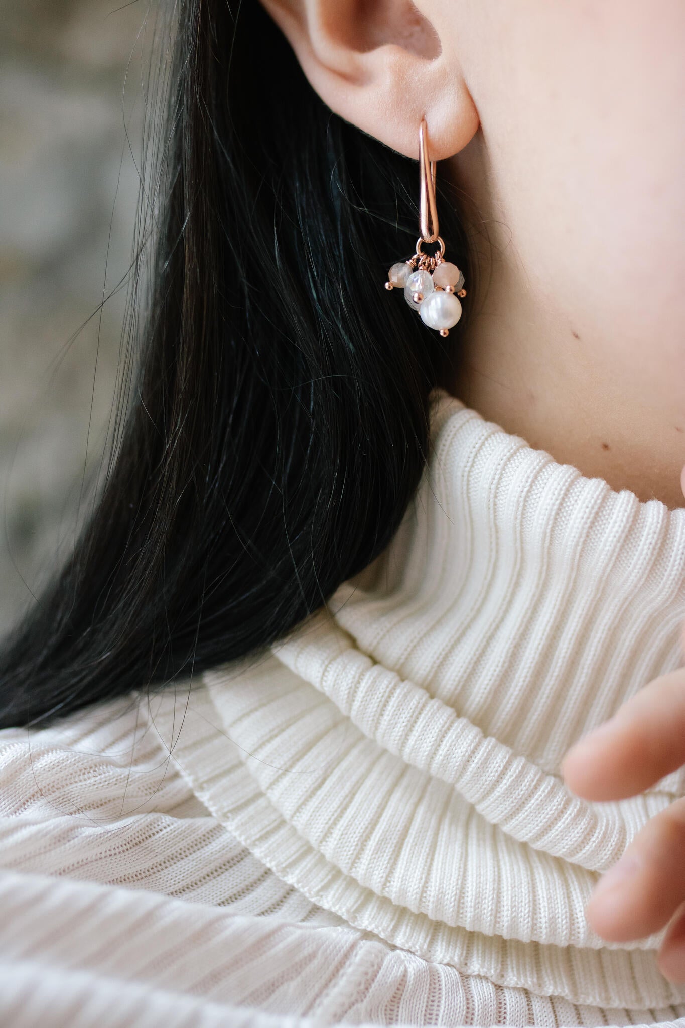 Cherie Black Earrings - Rose Gold and Silver