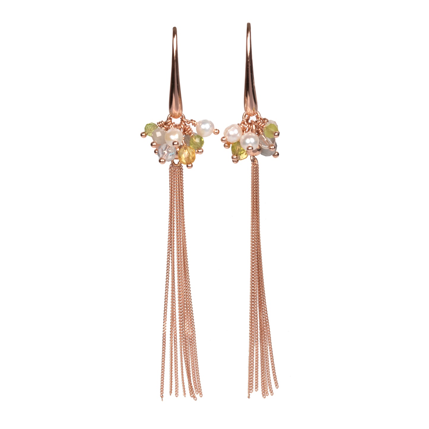 Cherie Color Tassel Earrings - Rose Gold and Silver