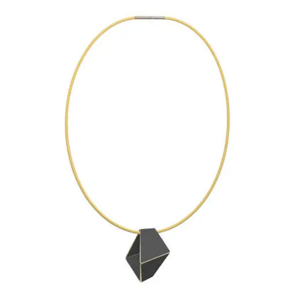 Handcrafted Folded Necklace - Short by Lisa Kroeber Jewellery. Brass and sterling silver pendant on a 45 cm chain. Designed in Europe.