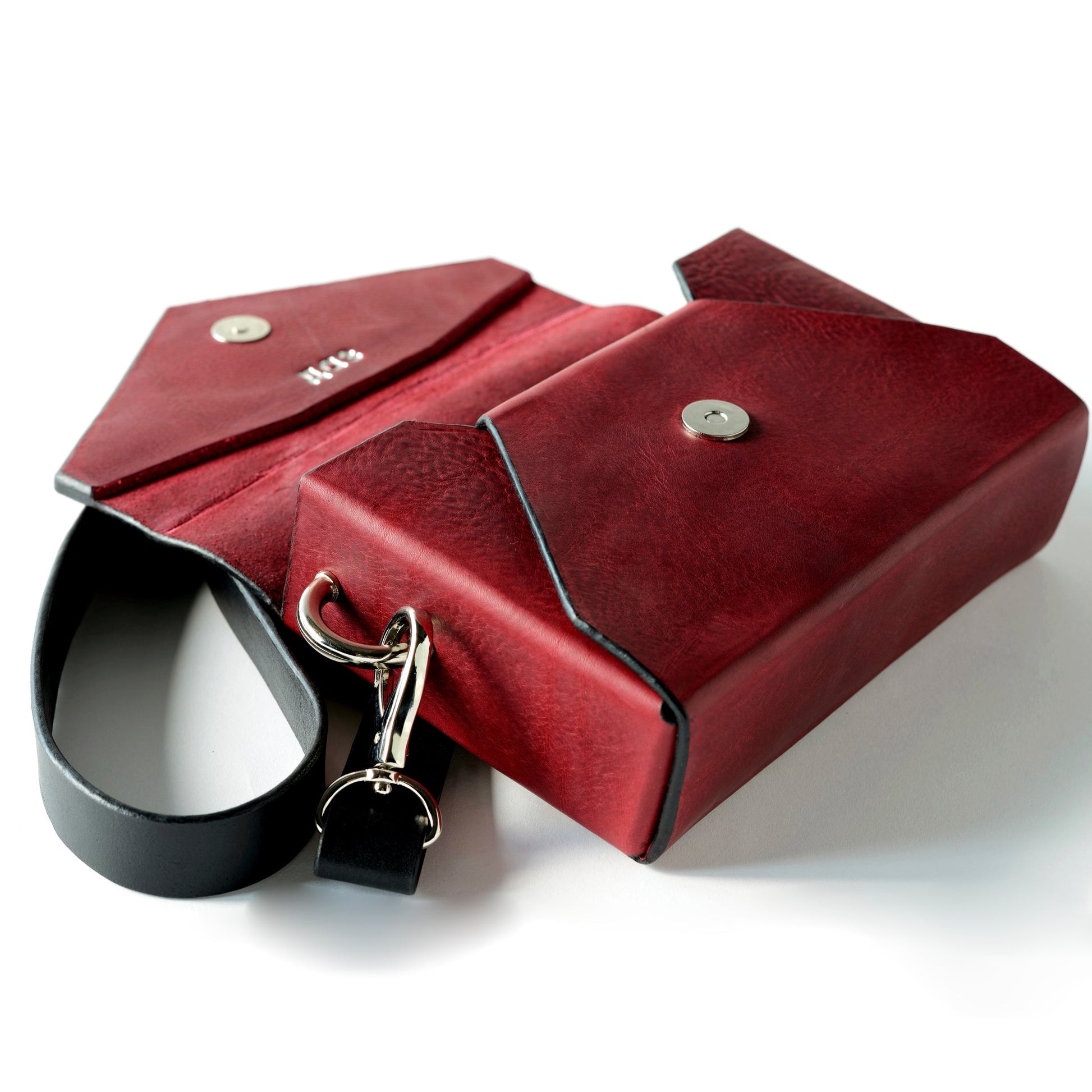 Handmade Leather Envelope Bag - Burgundy