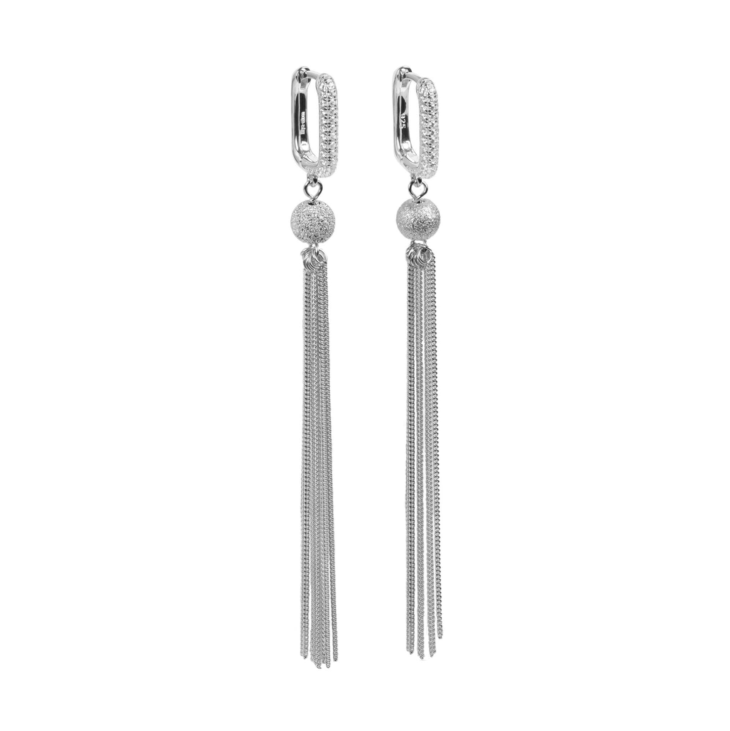 Metropolitan Glow White Tassel Earrings - Rose Gold and Silver