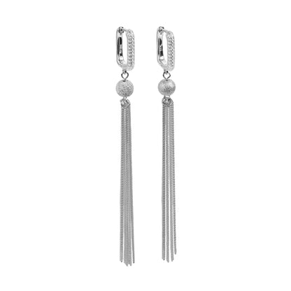 Metropolitan Glow White Tassel Earrings - Rose Gold and Silver