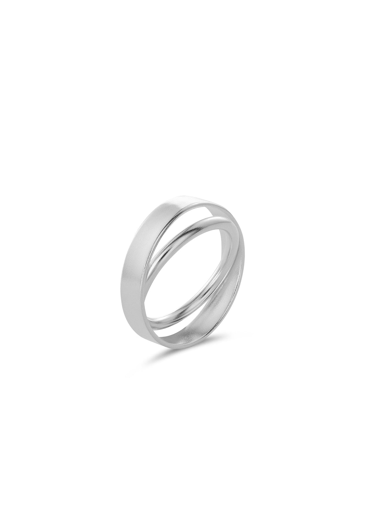 Hand-crafted Milky Way Ring in sterling silver, featuring intertwined rings. Unique design inspired by the cosmos. Sustainable packaging. 2-year warranty included.