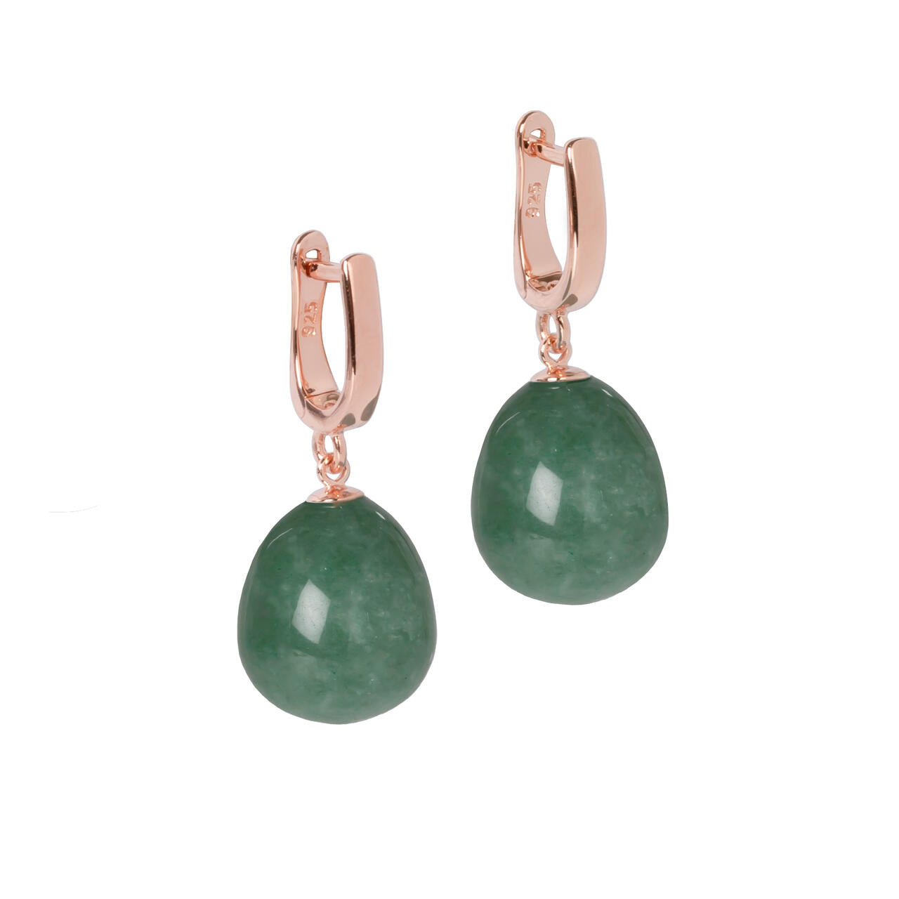 Mya Belle Aventurine Earrings - Rose Gold and Silver