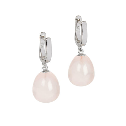 Mya Belle Rosequartz Earrings- Rose Gold and Silver