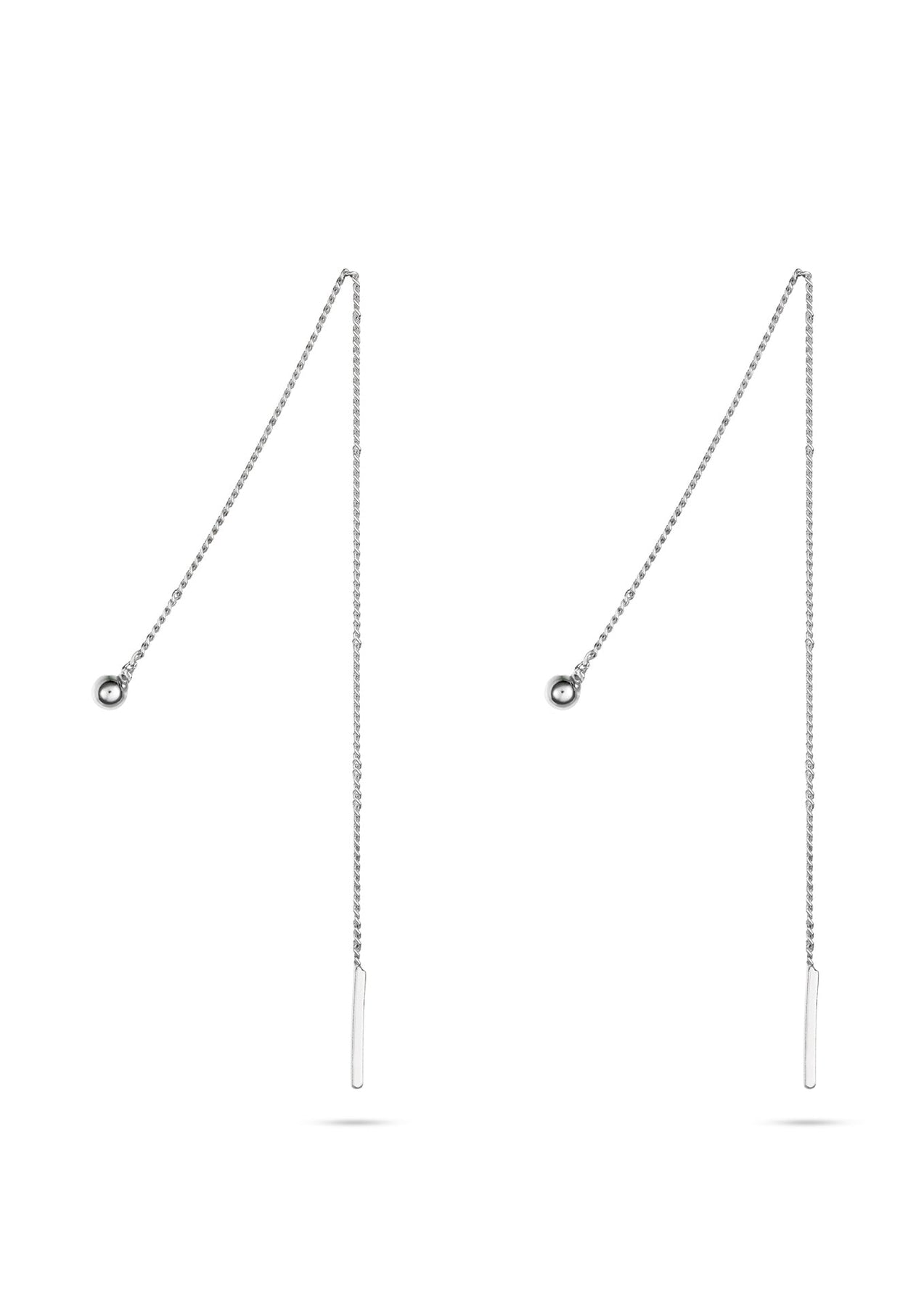 Silver threader chain earrings featuring a delicate chain design for a classy, minimalist look. Hand-made in Lithuania with sterling silver, measuring ~11 cm long x 3 mm bubble.