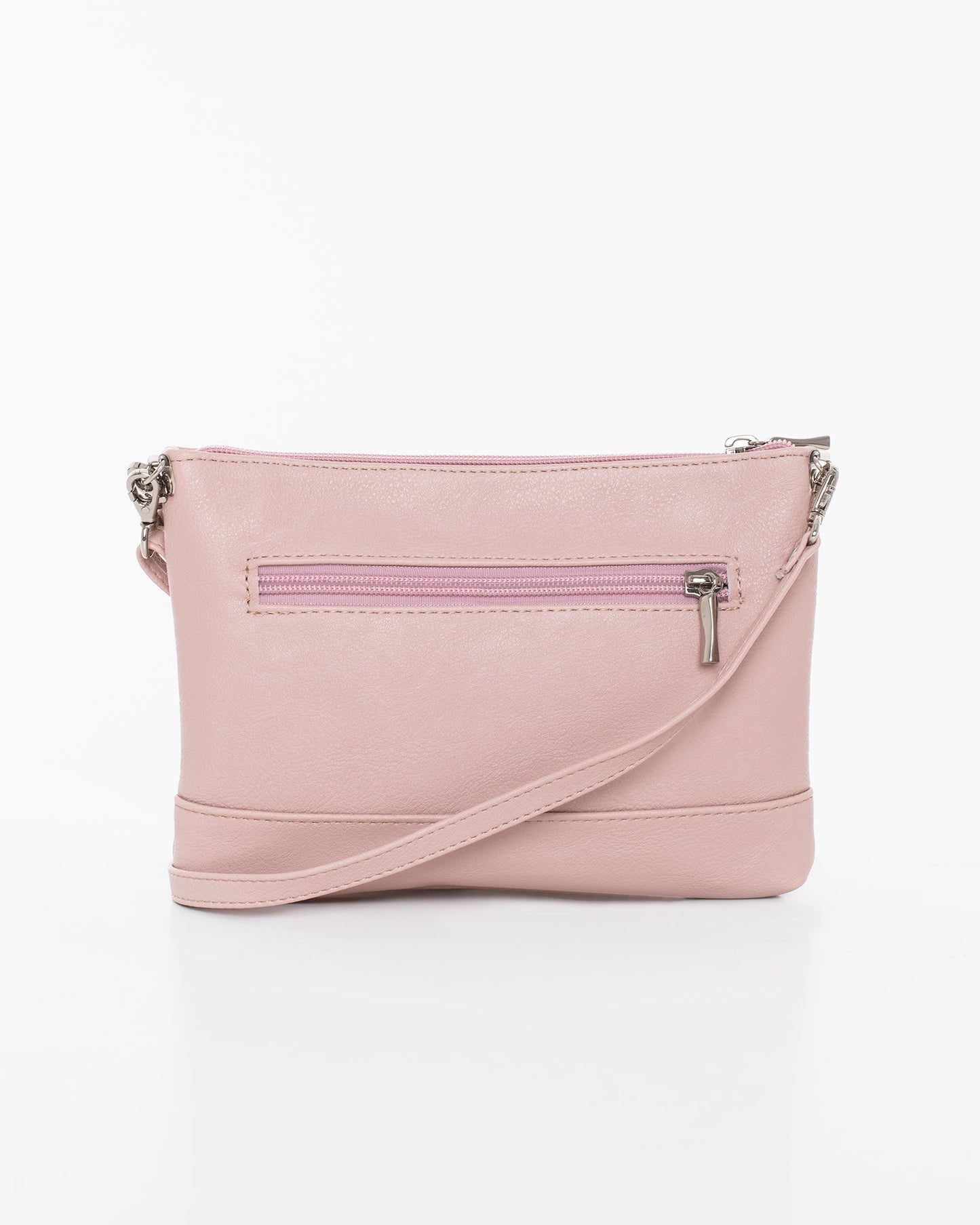A popular Nabo Shoulder Bag - Nude with multiple zippered pockets, removable shoulder and wrist straps. Made in Finland. Dimensions: 22 x 15 x 3 cm.