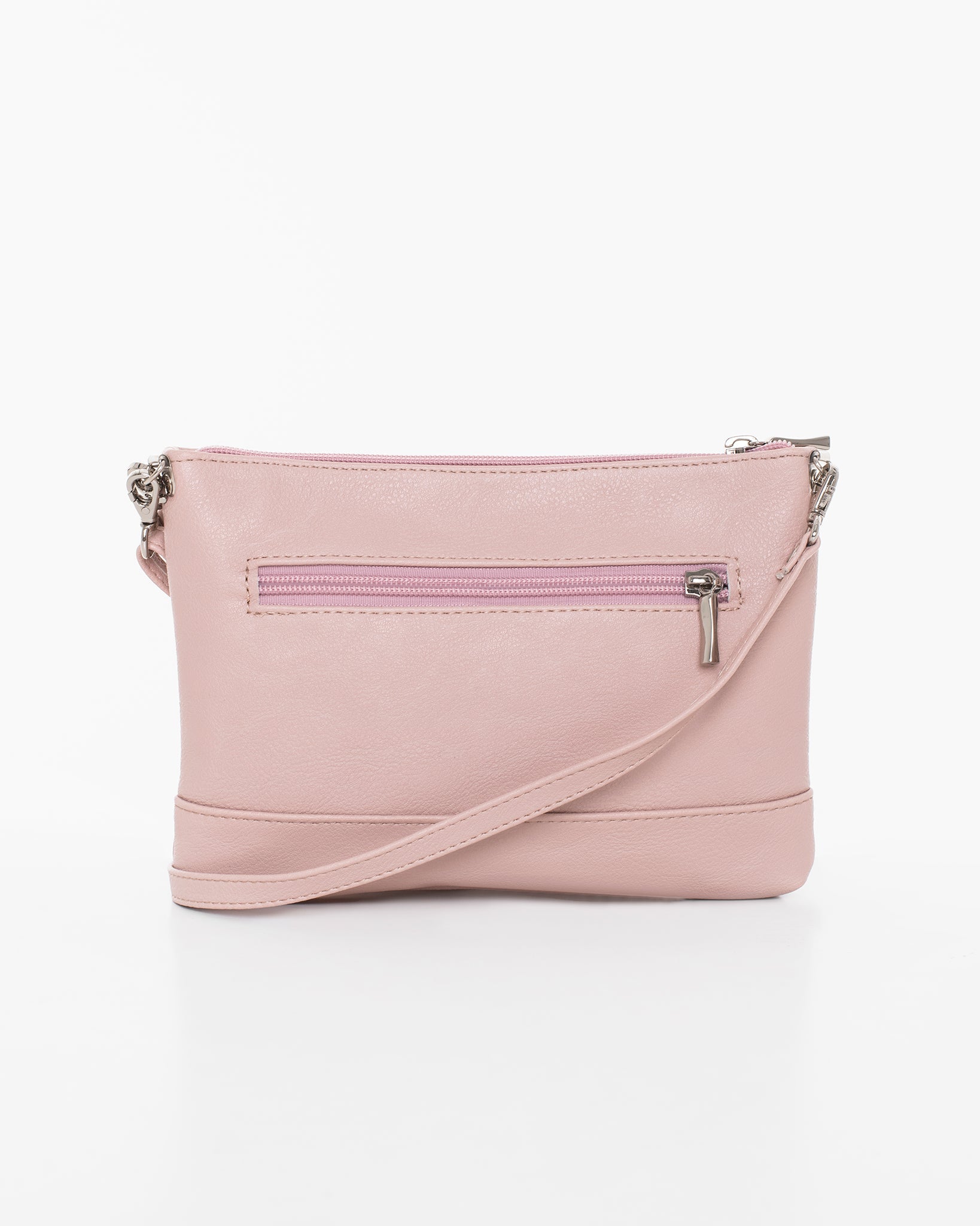 A popular Nabo Shoulder Bag - Nude with multiple zippered pockets, removable shoulder and wrist straps. Made in Finland. Dimensions: 22 x 15 x 3 cm.
