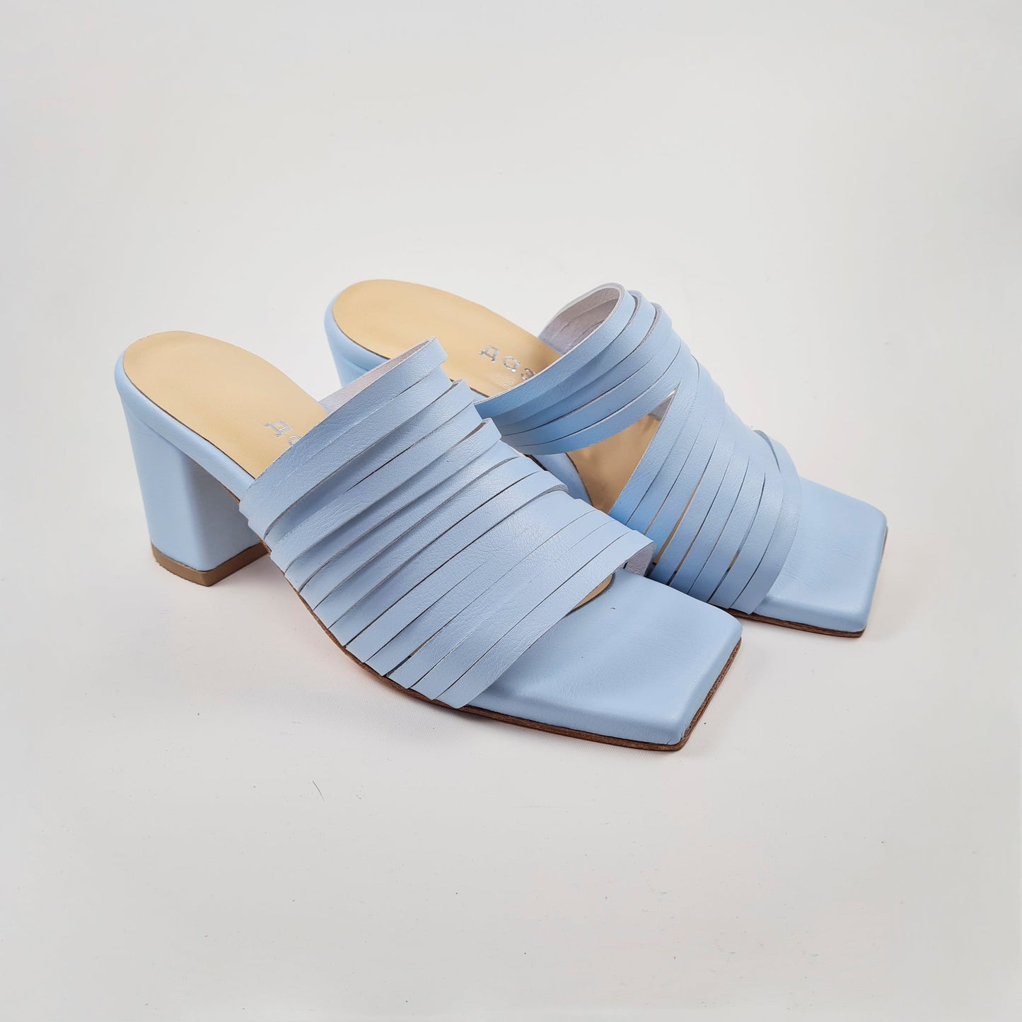 Handmade Strappy Leather Sandals - Light Blue