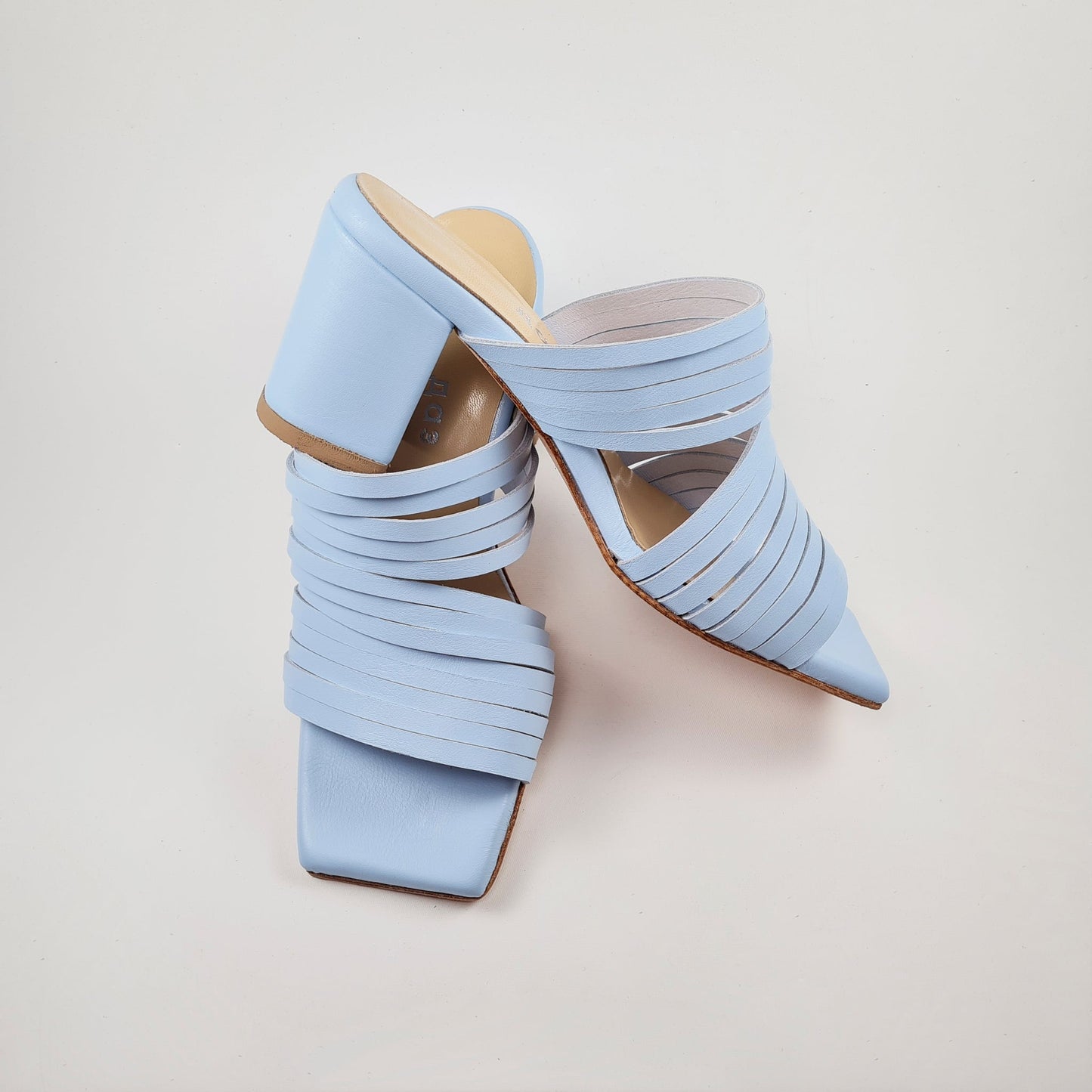 Handmade Strappy Leather Sandals - Light Blue