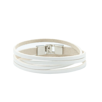 Double Wrap Slit Bracelet - Silver Hook Clasp