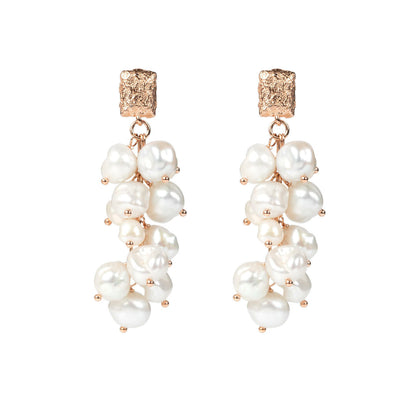 Festive Pearls Earrings - Rose Gold and Silver